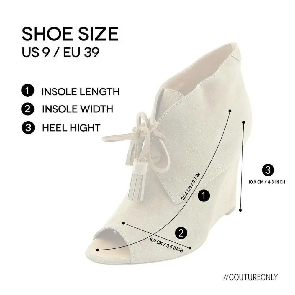 New Dsquared2 Women US 9 Boots Suede Leather Peep Toe Wedge Heel Lace-Up Shoes - Picture 4 of 16